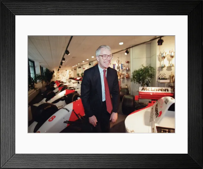 Framed Print : John Major visiting the headquarters of McLaren motor racing team during the general Framed Print : John Major visiting the headquarters of McLaren motor racing team during the general
