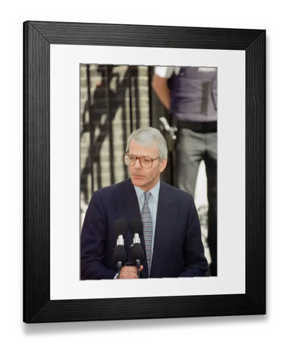 Framed Print : John Major, former Conservative Prime Minister leaves number 10 Downing Street after