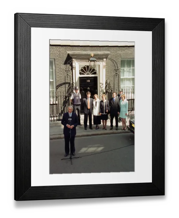 Framed Print : John Major, former Conservative Prime Minister leaves number 10 Downing Street after