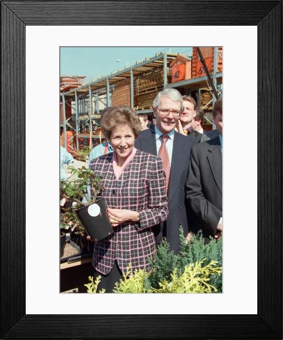 Framed Print : Prime Minister John Major and wife Norma pictured visiting B&Q during the general