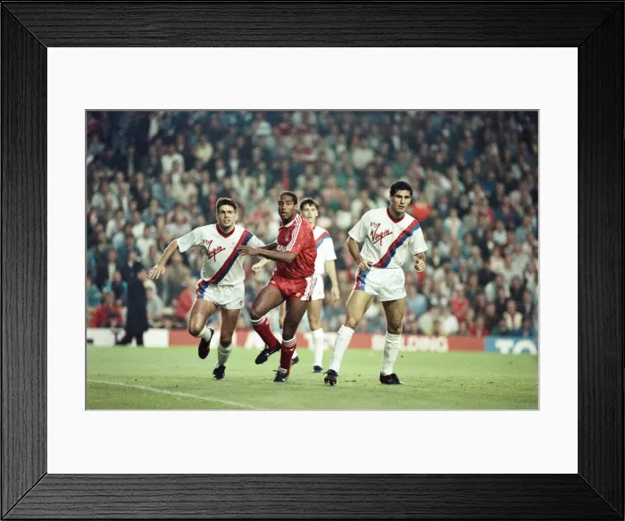 Framed Print : Liverpool 9-0 Crystal Palace, Division One match held at Anfield, Liverpool. John Barnes Framed Print : Liverpool 9-0 Crystal Palace, Division One match held at Anfield, Liverpool. John Barnes