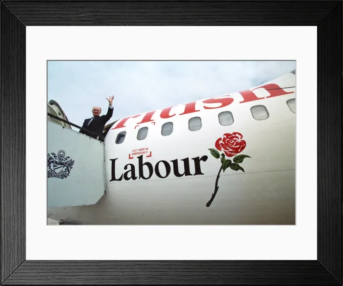 Framed Print : Labour leader Neil Kinnock visits the British Airways training centre at Heathrow Airport Framed Print : Labour leader Neil Kinnock visits the British Airways training centre at Heathrow Airport