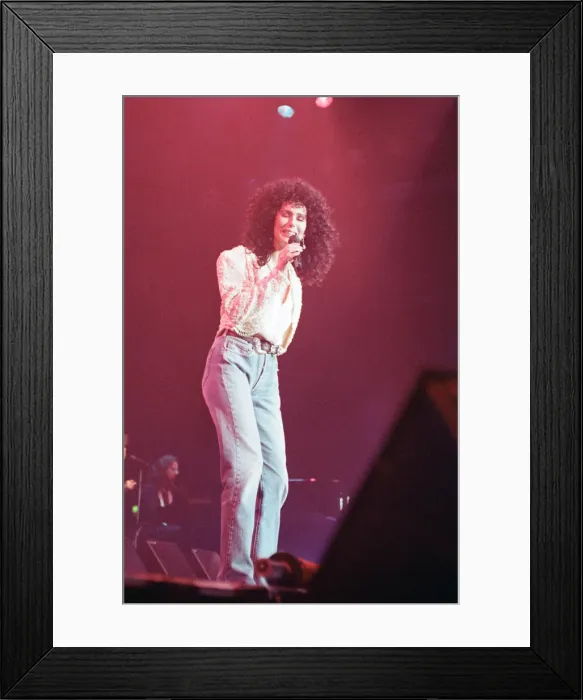 Framed Print : Cher, American singer, Heart of Stone Tour, concert at Wembley Arena, London Framed Print : Cher, American singer, Heart of Stone Tour, concert at Wembley Arena, London