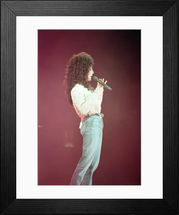Framed Print : Cher, American singer, Heart of Stone Tour, concert at Wembley Arena, London Framed Print : Cher, American singer, Heart of Stone Tour, concert at Wembley Arena, London