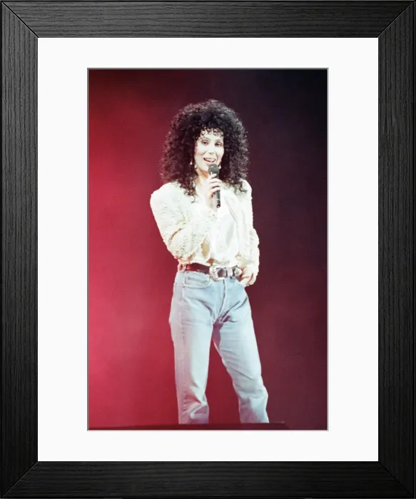 Framed Print : Cher, American singer, Heart of Stone Tour, concert at Wembley Arena, London Framed Print : Cher, American singer, Heart of Stone Tour, concert at Wembley Arena, London