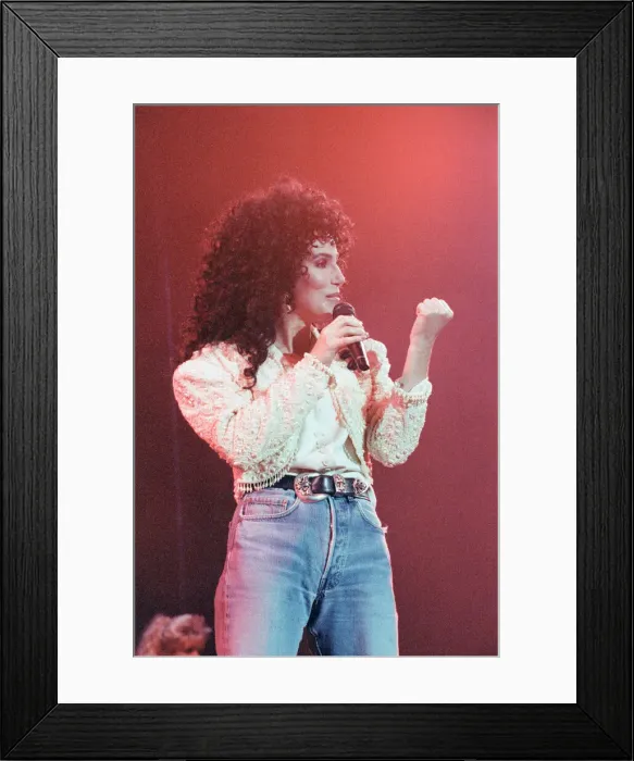 Framed Print : Cher, American singer, Heart of Stone Tour, concert at Wembley Arena, London Framed Print : Cher, American singer, Heart of Stone Tour, concert at Wembley Arena, London