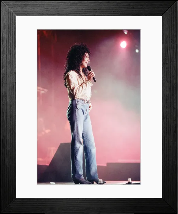 Framed Print : Cher, American singer, Heart of Stone Tour, concert at Wembley Arena, London Framed Print : Cher, American singer, Heart of Stone Tour, concert at Wembley Arena, London