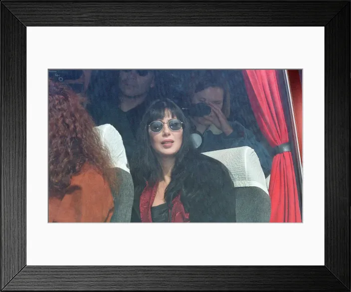 Framed Print : Cher, American singer and actress at London Gatwick Airport Framed Print : Cher, American singer and actress at London Gatwick Airport