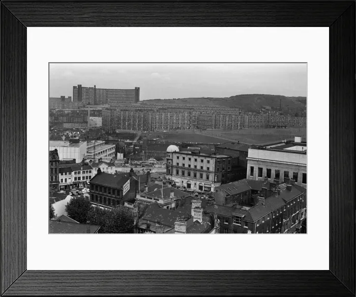 Framed Print : View of Park Hill flats, Sheffield, taken from the Town Hall. 21st August 1967 Framed Print : View of Park Hill flats, Sheffield, taken from the Town Hall. 21st August 1967