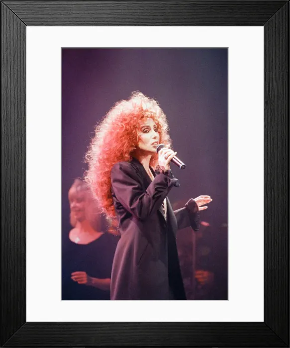 Framed Print : Cher, American singer, Love Hurts Tour, concert at Wembley Arena, London Framed Print : Cher, American singer, Love Hurts Tour, concert at Wembley Arena, London