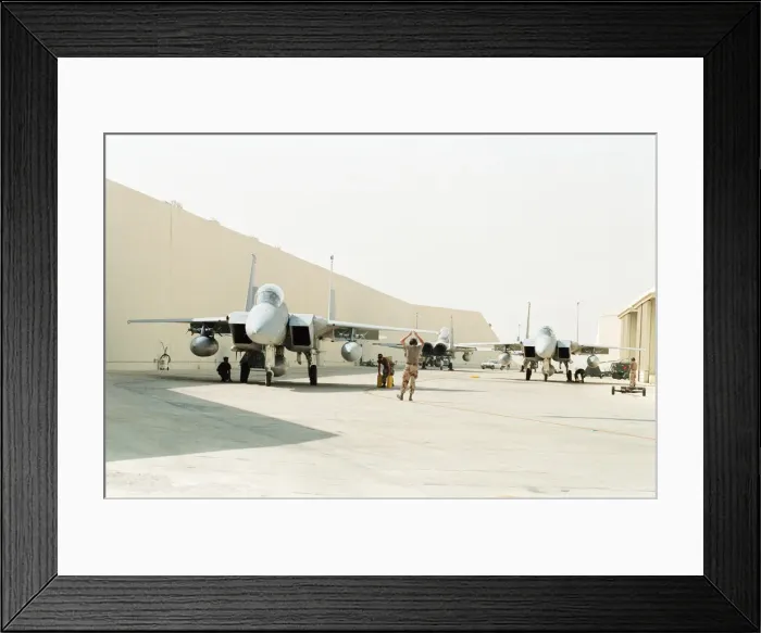 Framed Print : US Air Force F16 at Dhahran Air Base, Saudi Arabia, September 1990 Framed Print : US Air Force F16 at Dhahran Air Base, Saudi Arabia, September 1990
