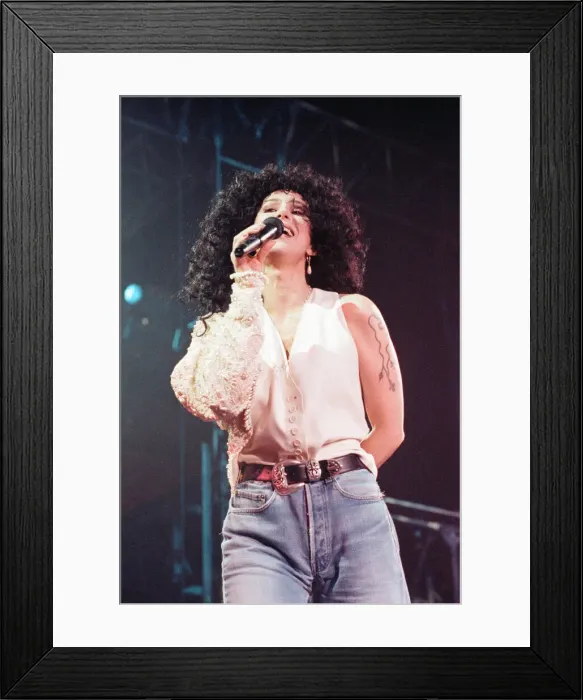 Framed Print : Cher, American singer, Heart of Stone Tour, concert at Wembley Arena, London Framed Print : Cher, American singer, Heart of Stone Tour, concert at Wembley Arena, London