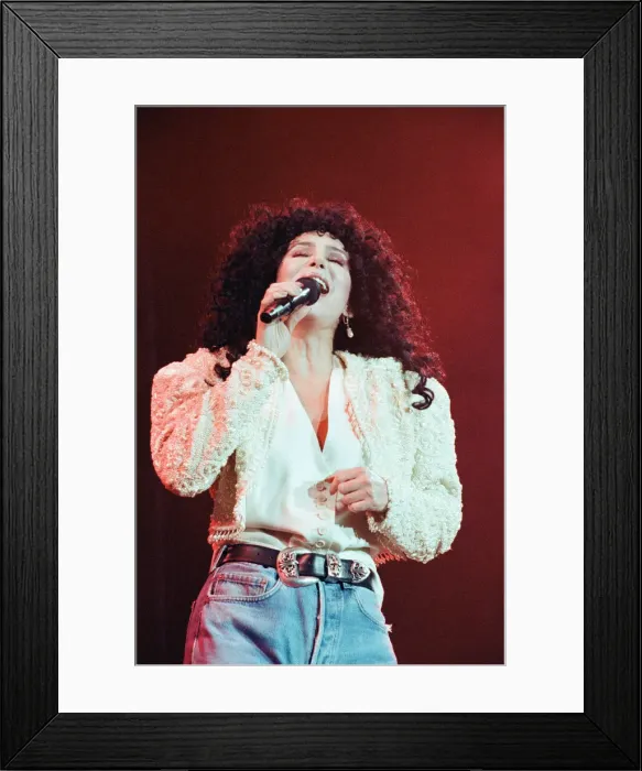 Framed Print : Cher, American singer, Heart of Stone Tour, concert at Wembley Arena, London Framed Print : Cher, American singer, Heart of Stone Tour, concert at Wembley Arena, London