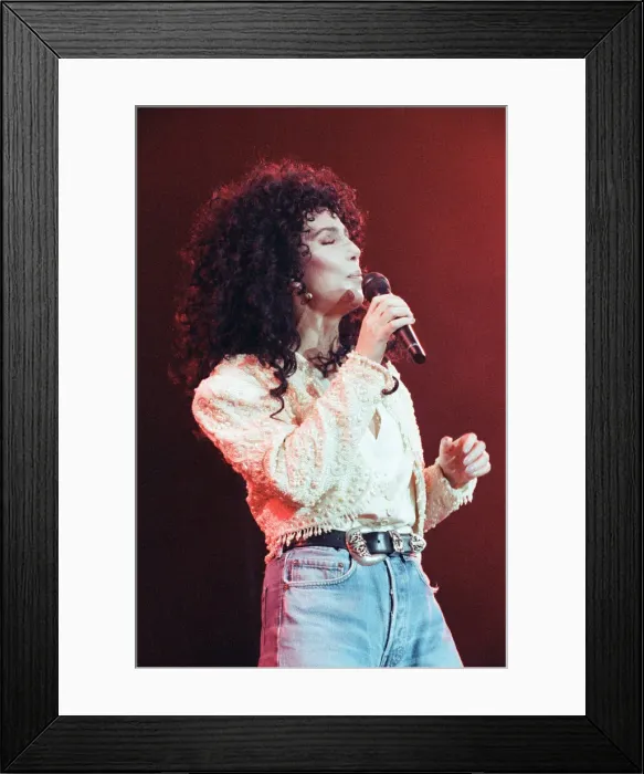 Framed Print : Cher, American singer, Heart of Stone Tour, concert at Wembley Arena, London Framed Print : Cher, American singer, Heart of Stone Tour, concert at Wembley Arena, London