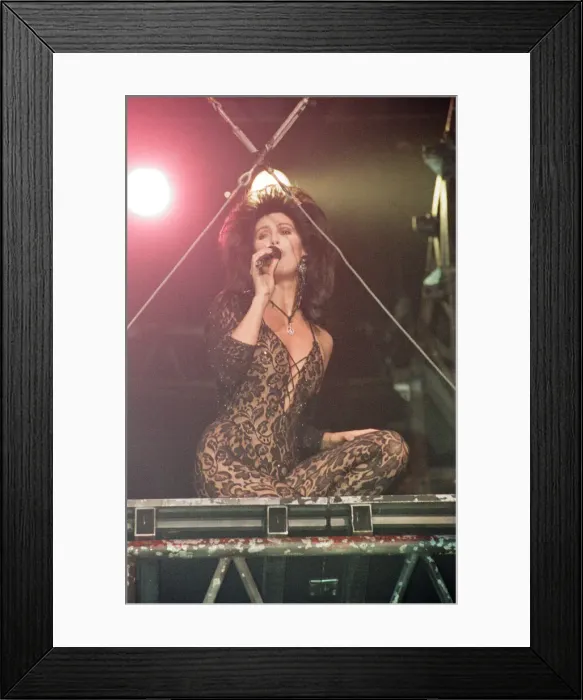 Framed Print : Cher, American singer performing on stage, during Heart of Stone Tour Framed Print : Cher, American singer performing on stage, during Heart of Stone Tour