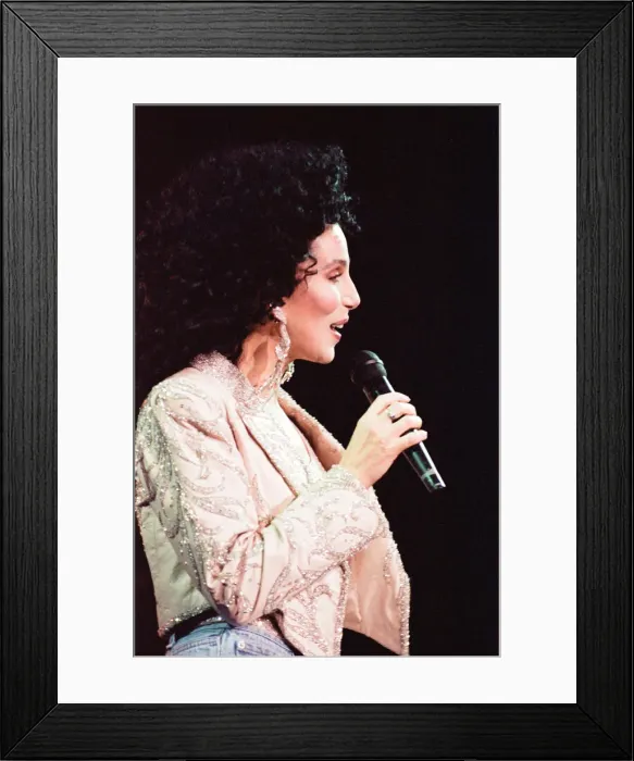 Framed Print : Cher, American singer, Heart of Stone Tour, concert at the Point Theatre, Dublin, Ireland Framed Print : Cher, American singer, Heart of Stone Tour, concert at the Point Theatre, Dublin, Ireland