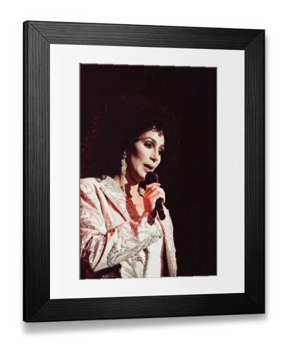 Framed Print : Cher, American singer, Heart of Stone Tour, concert at the Point Theatre, Dublin, Ireland Framed Print : Cher, American singer, Heart of Stone Tour, concert at the Point Theatre, Dublin, Ireland
