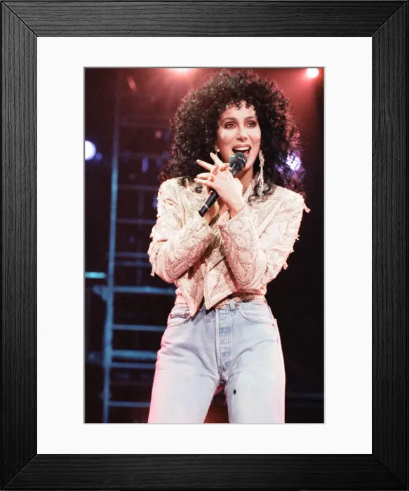 Framed Print : Cher, American singer, Heart of Stone Tour, concert at the Point Theatre, Dublin, Ireland Framed Print : Cher, American singer, Heart of Stone Tour, concert at the Point Theatre, Dublin, Ireland