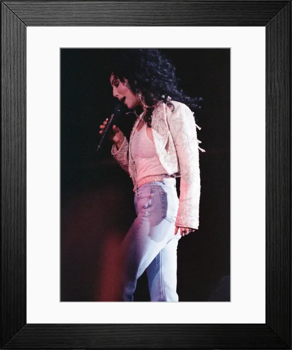 Framed Print : Cher, American singer, Heart of Stone Tour, concert at the Point Theatre, Dublin, Ireland Framed Print : Cher, American singer, Heart of Stone Tour, concert at the Point Theatre, Dublin, Ireland