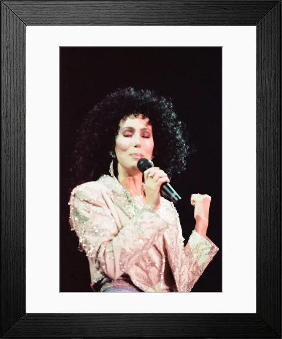 Framed Print : Cher, American singer, Heart of Stone Tour, concert at the Point Theatre, Dublin, Ireland Framed Print : Cher, American singer, Heart of Stone Tour, concert at the Point Theatre, Dublin, Ireland