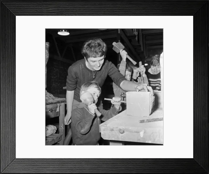 Framed Print : Families at Birminghams Art Centre, in the sculpture section