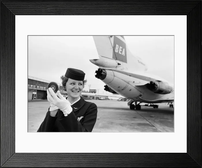 Framed Print : Air Hostess Moira Nuttall, 22, of Poulton-le-Fylde, Lancashire Framed Print : Air Hostess Moira Nuttall, 22, of Poulton-le-Fylde, Lancashire