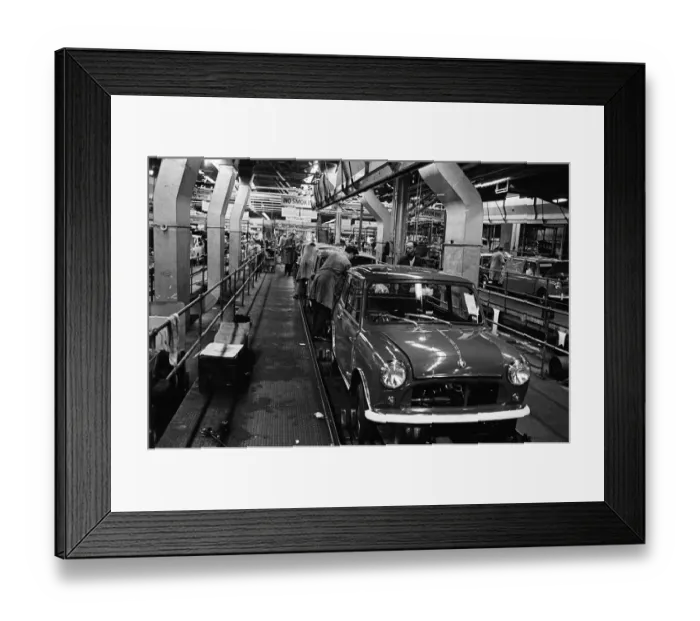 Framed Print : The Austin Mini car assembly line night shift at Longbridge, Birmingham, West Midlands Framed Print : The Austin Mini car assembly line night shift at Longbridge, Birmingham, West Midlands
