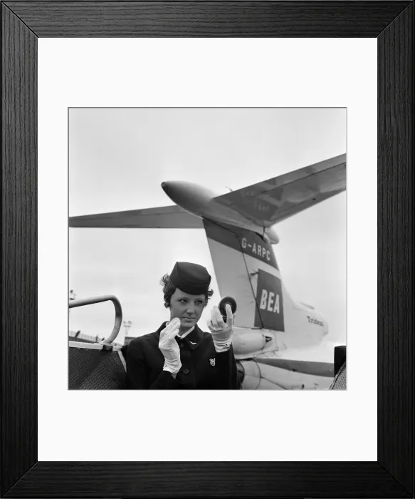 Framed Print : Air Hostess Moira Nuttall, 22, of Poulton-le-Fylde, Lancashire Framed Print : Air Hostess Moira Nuttall, 22, of Poulton-le-Fylde, Lancashire