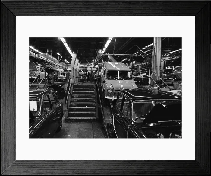Framed Print : The Austin Mini car assembly line night shift at Longbridge, Birmingham, West Midlands Framed Print : The Austin Mini car assembly line night shift at Longbridge, Birmingham, West Midlands