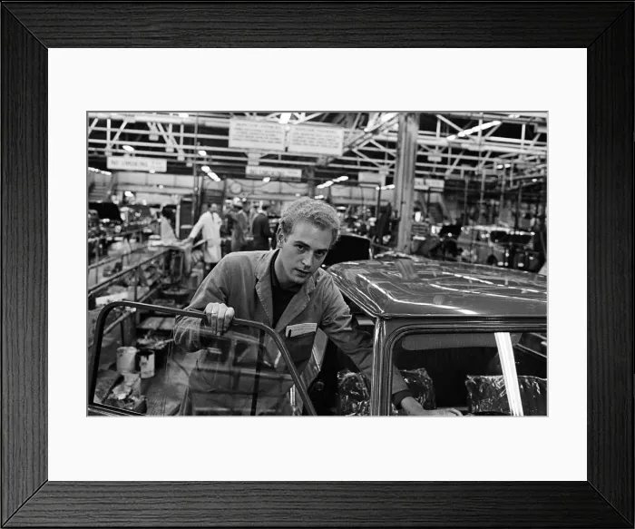 Framed Print : The Austin Mini car assembly line night shift at Longbridge, Birmingham, West Midlands Framed Print : The Austin Mini car assembly line night shift at Longbridge, Birmingham, West Midlands