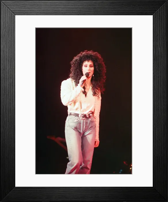 Framed Print : Cher, American singer, Heart of Stone Tour, concert at the NEC Arena, Birmingham Framed Print : Cher, American singer, Heart of Stone Tour, concert at the NEC Arena, Birmingham