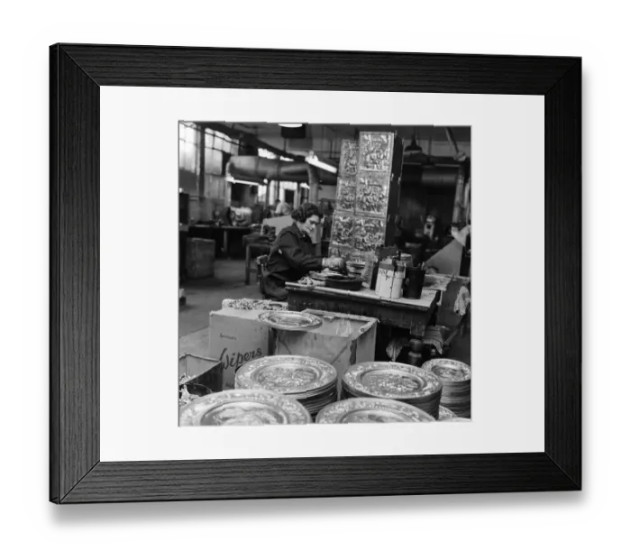 Framed Print : Workers at a decorative metalware works in Birmingham, West Midlands. 5th October 1967