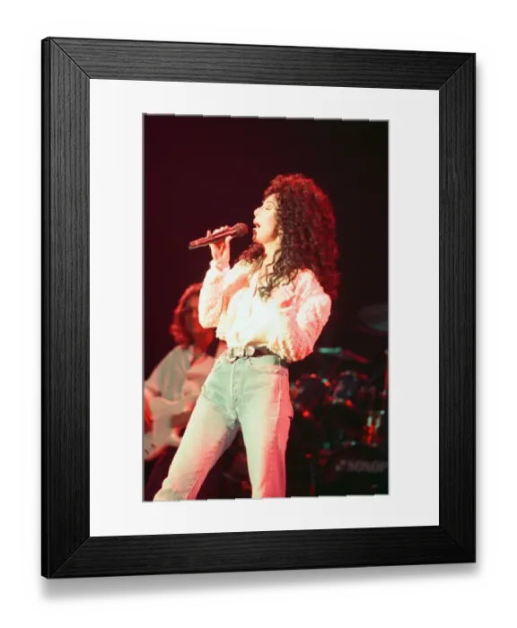 Framed Print : Cher, American singer, Heart of Stone Tour, concert at the NEC Arena, Birmingham Framed Print : Cher, American singer, Heart of Stone Tour, concert at the NEC Arena, Birmingham