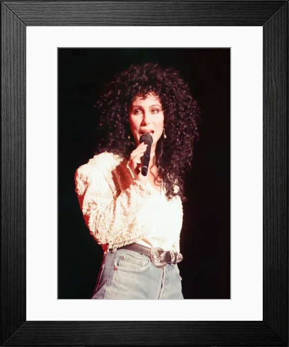 Framed Print : Cher, American singer, Heart of Stone Tour, concert at the NEC Arena, Birmingham Framed Print : Cher, American singer, Heart of Stone Tour, concert at the NEC Arena, Birmingham
