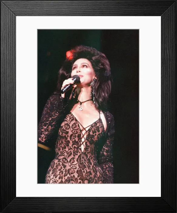 Framed Print : Cher, American singer, Heart of Stone Tour, concert at the NEC Arena, Birmingham Framed Print : Cher, American singer, Heart of Stone Tour, concert at the NEC Arena, Birmingham
