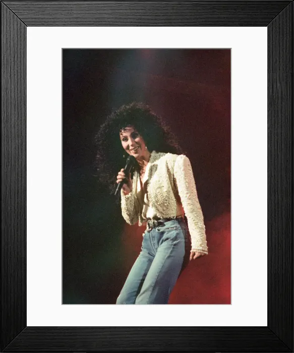 Framed Print : Cher, American singer, Heart of Stone Tour, concert at the NEC Arena, Birmingham Framed Print : Cher, American singer, Heart of Stone Tour, concert at the NEC Arena, Birmingham