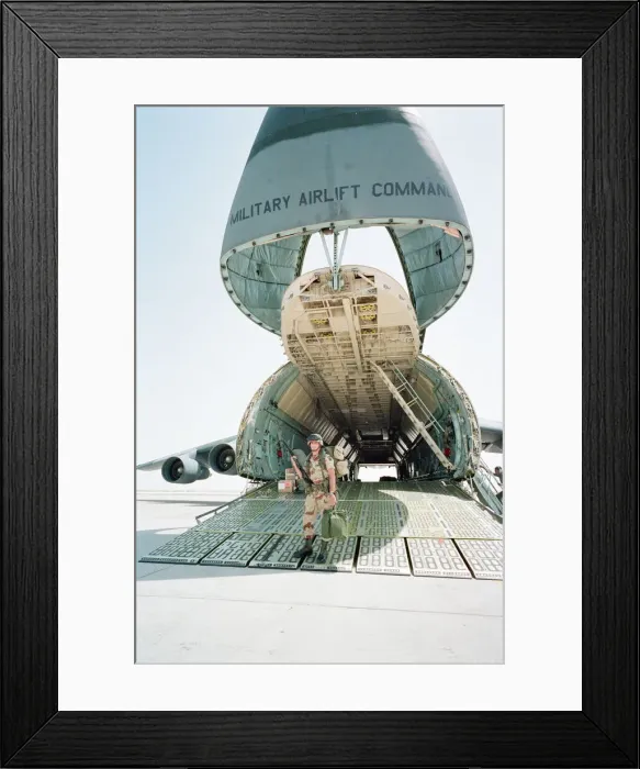 Framed Print : Lockheed C-5 Galaxy US Air Force military transport aircraft at Dhahran Air Base Framed Print : Lockheed C-5 Galaxy US Air Force military transport aircraft at Dhahran Air Base