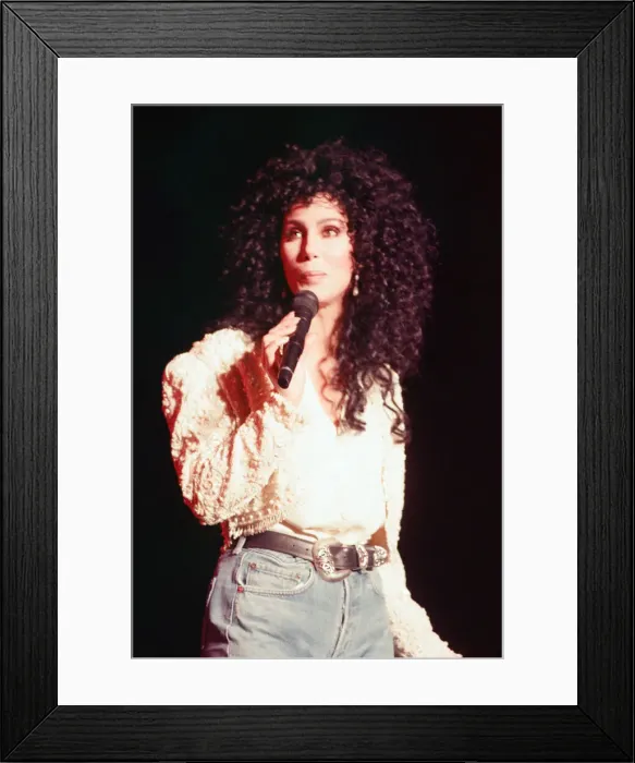 Framed Print : Cher, American singer, Heart of Stone Tour, concert at the NEC Arena, Birmingham Framed Print : Cher, American singer, Heart of Stone Tour, concert at the NEC Arena, Birmingham