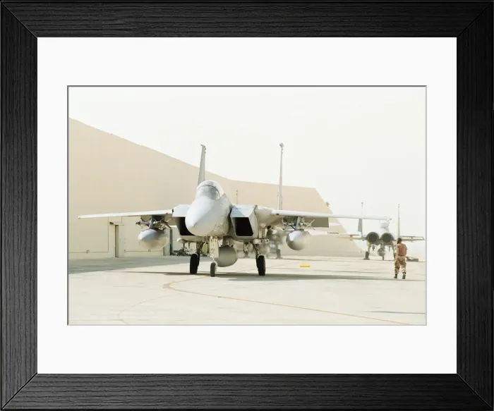 Framed Print : US Air Force F16 at Dhahran Air Base, Saudi Arabia, September 1990 Framed Print : US Air Force F16 at Dhahran Air Base, Saudi Arabia, September 1990