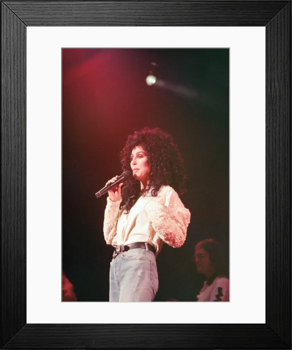 Framed Print : Cher, American singer, Heart of Stone Tour, concert at the NEC Arena, Birmingham Framed Print : Cher, American singer, Heart of Stone Tour, concert at the NEC Arena, Birmingham