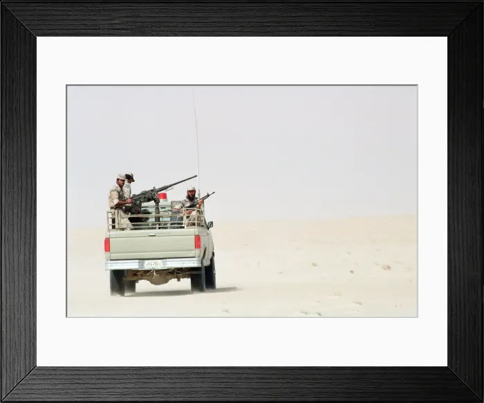 Framed Print : Saudi Arabian Patrol at border with Kuwait, September 1990 Framed Print : Saudi Arabian Patrol at border with Kuwait, September 1990
