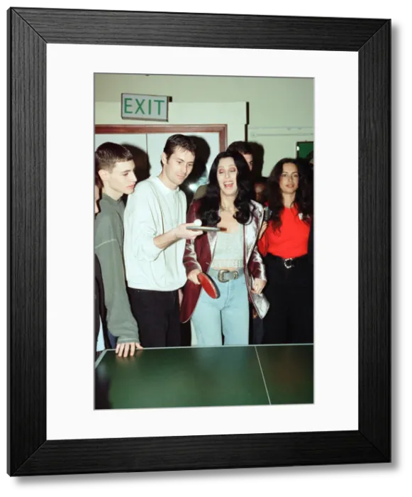 Framed Print : Cher, American singer and actress, at the Look Ahead hostel project in Dock Street Framed Print : Cher, American singer and actress, at the Look Ahead hostel project in Dock Street