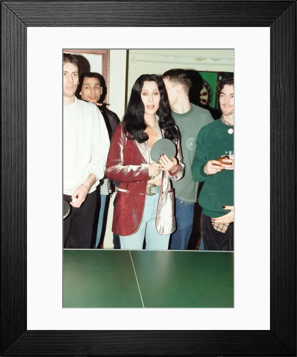 Framed Print : Cher, American singer and actress, at the Look Ahead hostel project in Dock Street Framed Print : Cher, American singer and actress, at the Look Ahead hostel project in Dock Street