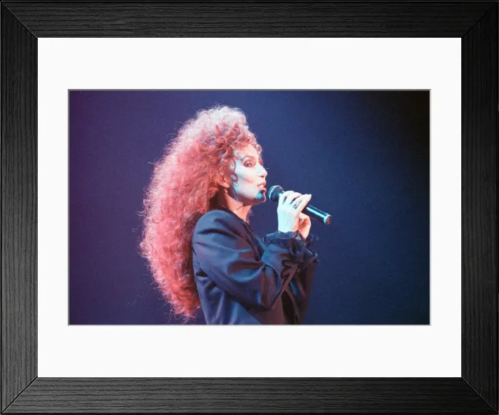 Framed Print : Cher, American singer, Love Hurts Tour, concert at Wembley Arena, London Framed Print : Cher, American singer, Love Hurts Tour, concert at Wembley Arena, London
