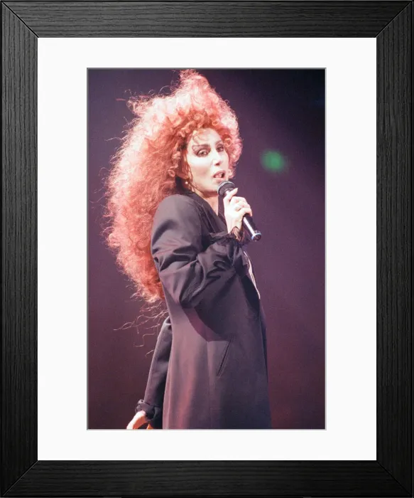 Framed Print : Cher, American singer, Love Hurts Tour, concert at Wembley Arena, London Framed Print : Cher, American singer, Love Hurts Tour, concert at Wembley Arena, London