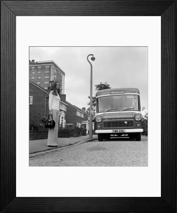Framed Print : Dial-a-Bus service in Harrogate, West Yorkshire. 6th September 1974 Framed Print : Dial-a-Bus service in Harrogate, West Yorkshire. 6th September 1974