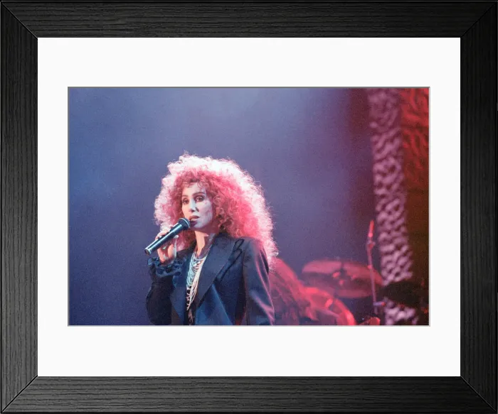 Framed Print : Cher, American singer, Love Hurts Tour, concert at NEC Arena, Birmingham