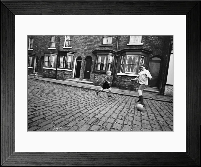 Framed Print : Children playing football in Archie Street, Manchester. Archie Street was the inspiration Framed Print : Children playing football in Archie Street, Manchester. Archie Street was the inspiration