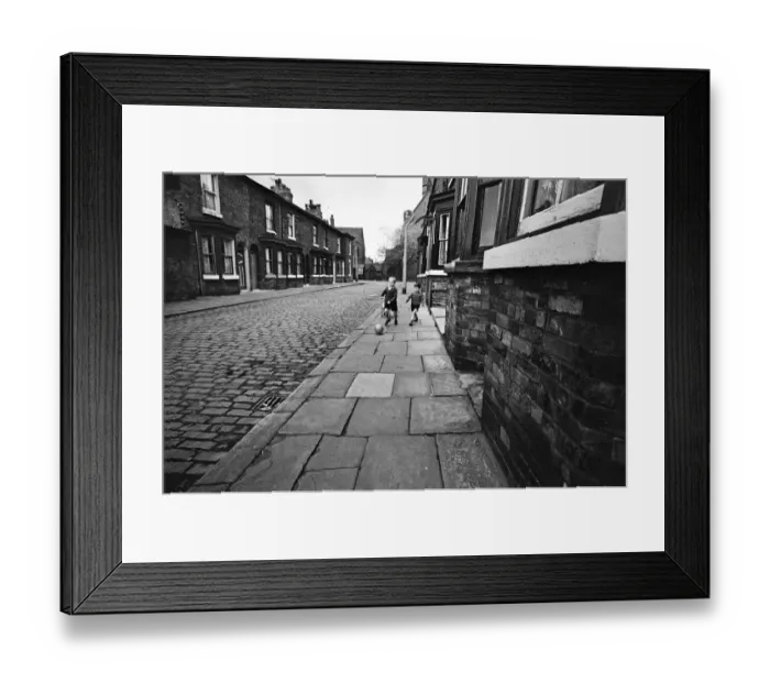 Framed Print : Children playing football in Archie Street, Manchester. Archie Street was the inspiration Framed Print : Children playing football in Archie Street, Manchester. Archie Street was the inspiration