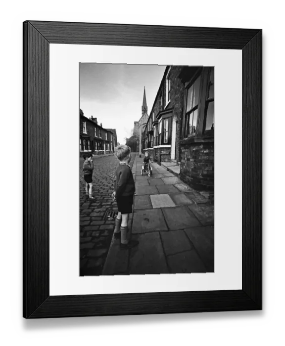 Framed Print : Children playing football in Archie Street, Manchester. Archie Street was the inspiration Framed Print : Children playing football in Archie Street, Manchester. Archie Street was the inspiration